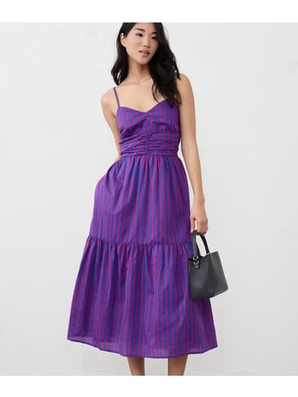 Banana Republic Purple Striped Tiered Midi Dress - NWT Women